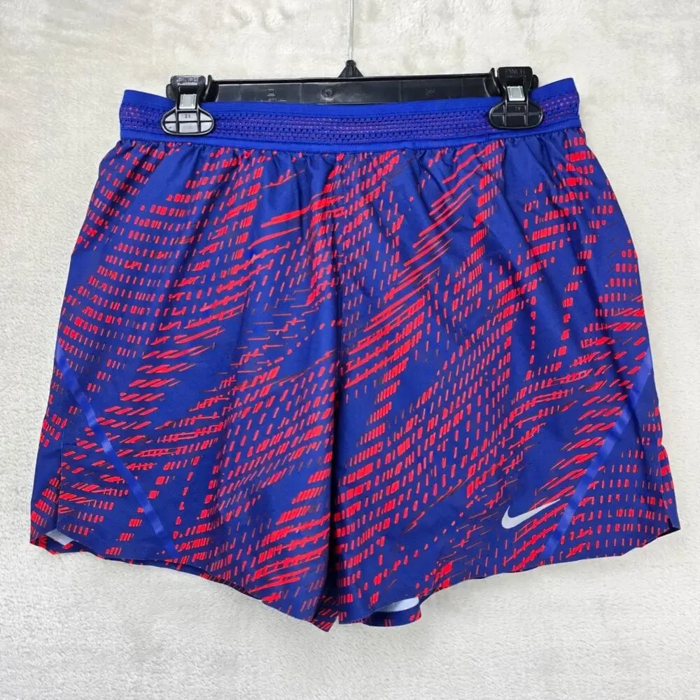 Nike AeroSwift 5” Running Shorts Mens Medium Blue Red Geometric 800285-455